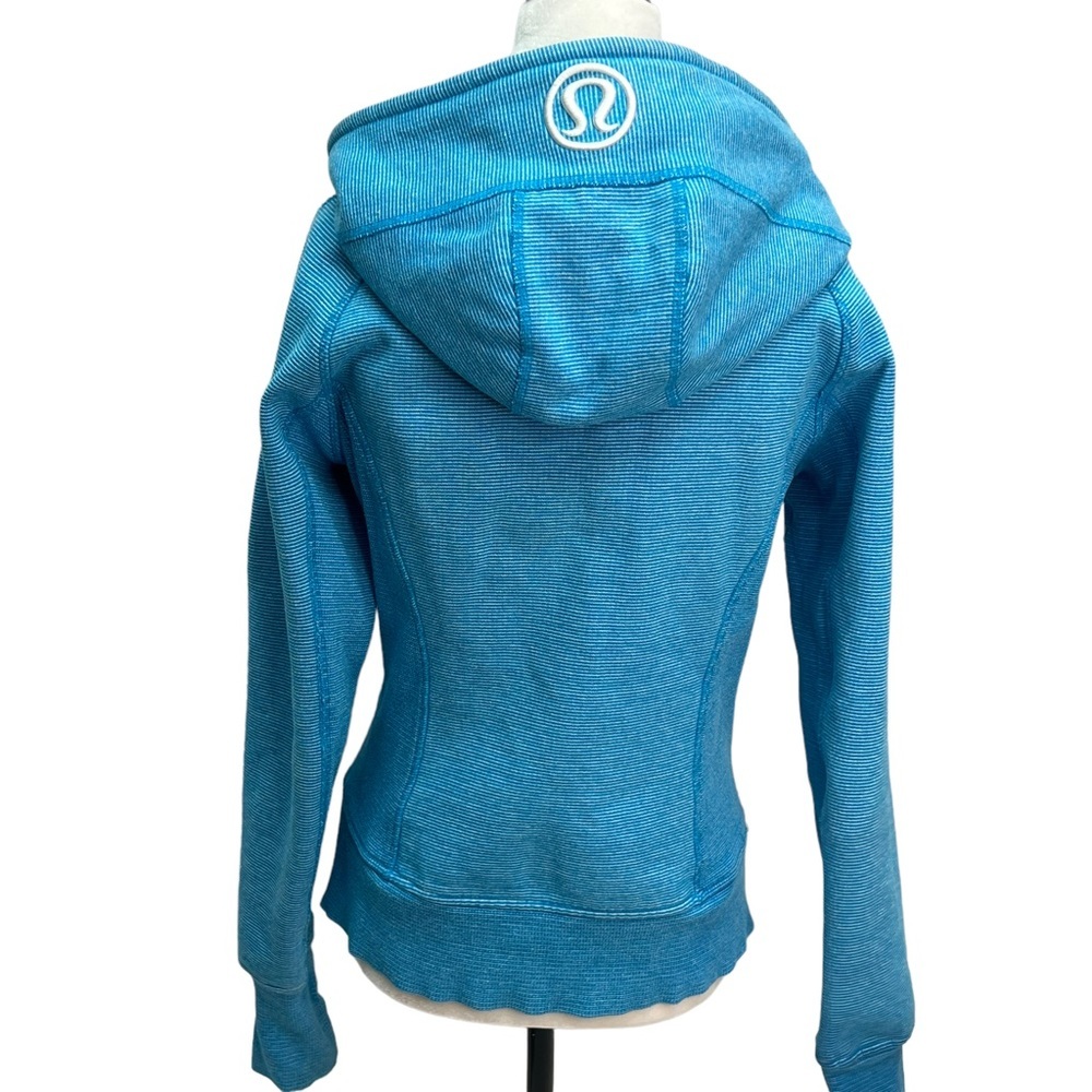 LULULEMON Blue Micro Stripe Scuba Hoodie Size 6 - Picture 5 of 9